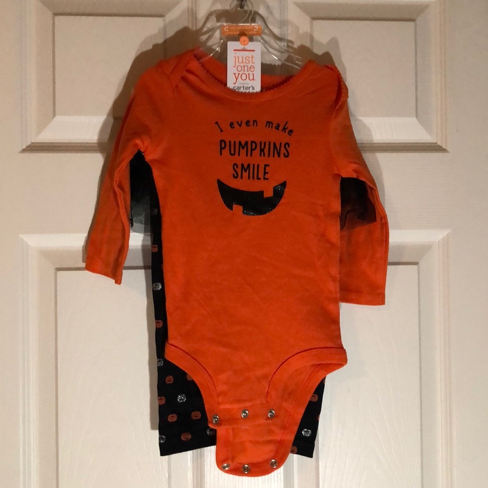 Carters I even make pumpkins smile onesie set